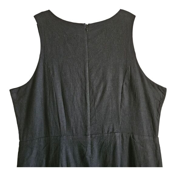 JASON WU Women's Plus 22 22W Dress Black White Embroidered Palms Linen Blend - Picture 7 of 8